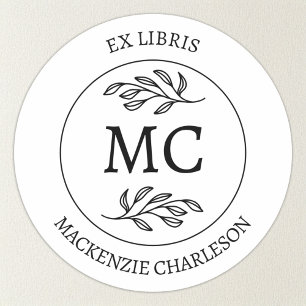 Persoonlijk Ex Libris Monogram Boekplaat Ronde Sticker