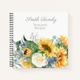 Persoonlijk familie recepten kookboek zonnebloemen notitieboek