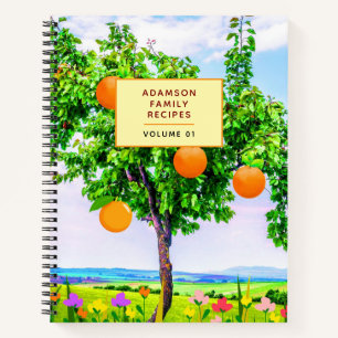 Persoonlijk familie-receptenboek. Orange Tree Notitieboek