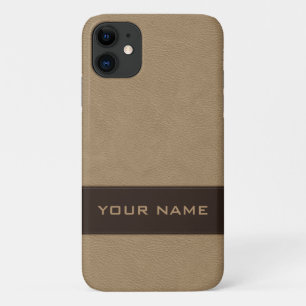Persoonlijk Faux Beige Leather iPhone 11 Hoesje