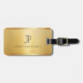 Persoonlijk Faux Gold Modern Elegant Monogram Bagagelabel (Voorkant horizontaal)
