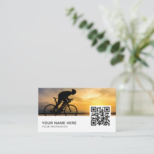 persoonlijk fietstrainer QR Code Visitekaartje (Staand voorkant)