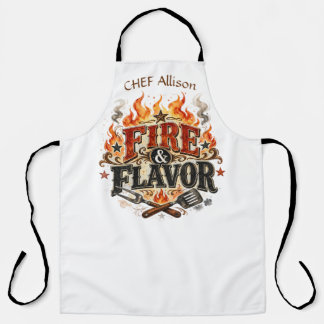 Persoonlijk Fire & Flavor BBQ-schort | Aangepaste  Schort