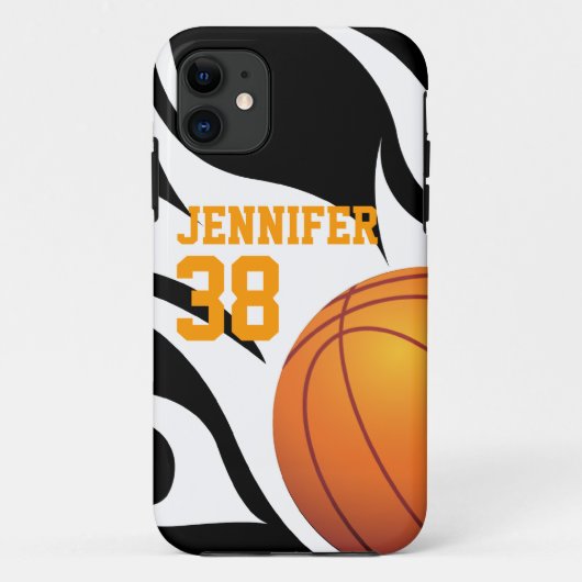 Persoonlijk Flaming Basketball B/W Case-Mate iPhone Case (Achterkant)
