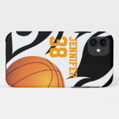 Persoonlijk Flaming Basketball B/W Case-Mate iPhone Case (Achterkant (horizontaal))