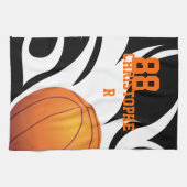 Persoonlijk Flaming Basketball Black en White Theedoek (Horizontaal)