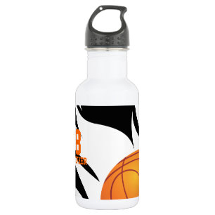 Persoonlijk Flaming Basketball Black en White Waterfles