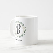 Persoonlijk Floral Monogram met naam Koffiemok (Voorkant links)