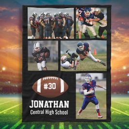 Persoonlijk Football 5 Foto Collage Naam # Team Fleece Deken