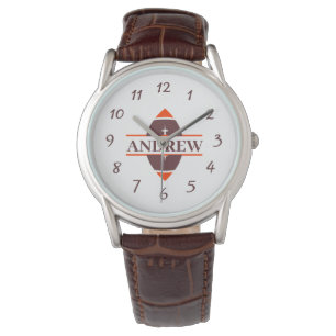Persoonlijk Football bruin leder Horloge