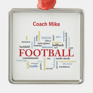 Persoonlijk, Football Coach Dank u in woorden Metalen Ornament