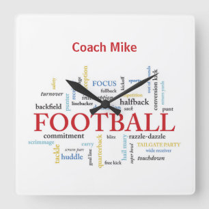 Persoonlijk, Football Coach Dank u in woorden Vierkante Klok