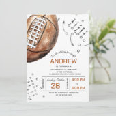 Persoonlijk football verjaardagsfeestje kaart (Staand voorkant)