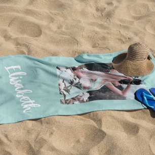 Persoonlijk foto- en naamscript strandlaken