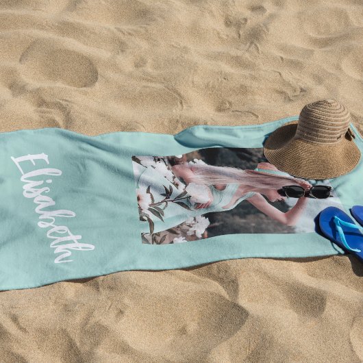 Persoonlijk foto- en naamscript strandlaken