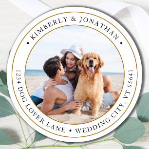 Persoonlijk foto Gold Wedding Return-adres Ronde Sticker