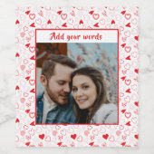 Persoonlijk foto harten patroon wijnlabel wijn etiket (Enkel label)