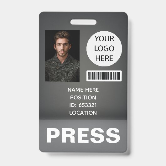 Persoonlijk foto ID Logo Journalist Perspas Badge (Voorzijde)