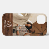 Persoonlijk foto-monogram warm bruin houtstructuur Case-Mate iPhone case (Achterkant (horizontaal))