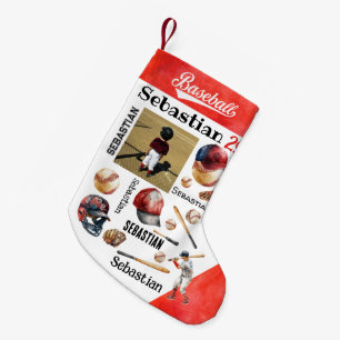 Persoonlijk Foto & Naam Honkbalspeler Softbal Kleine Kerstsok