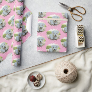 Persoonlijk foto patroon roze voor hondenliefhebbe cadeaupapier