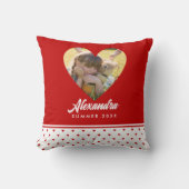 Persoonlijk Foto Red Heart Lijst Modern Birthday Kussen (Voorkant)