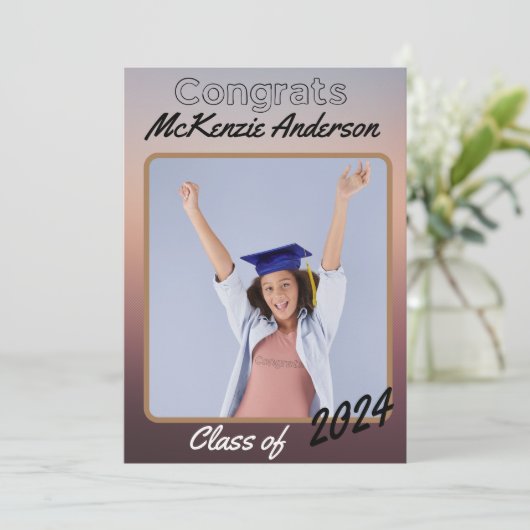 Persoonlijk foto-verjaardagsbericht voor afstudeer kaart (Staand voorkant)