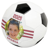 Persoonlijk Fotocadeau Dieprode Strepen Voetbal (Drie kwart)