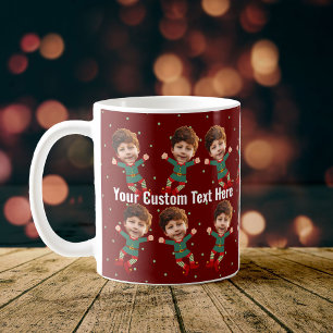 Persoonlijk fotogezicht Funny Kerstmis Elf Kind Koffiemok