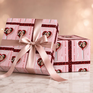 Persoonlijk fotohart lollywikkelpapier cadeaupapier