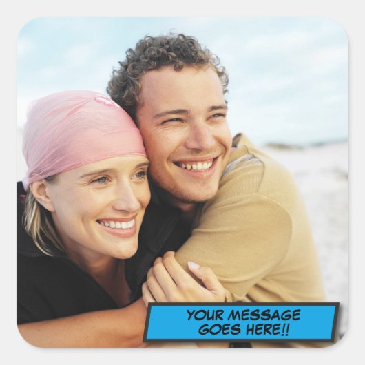 Persoonlijk Fotopret Modern Vierkante Sticker (Voorkant)