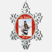 Persoonlijk fototoetsenbord rood tin sneeuwvlok ornament (Rechts)