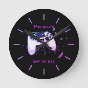 Persoonlijk GAMING DEN Gamers Wall Clock Neon Ronde Klok