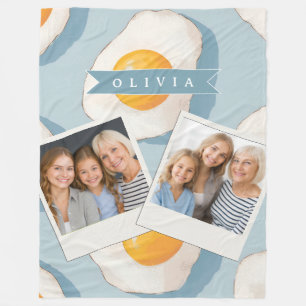 Persoonlijk Gebakken Ei Patroon Pret Blauw Grappig Fleece Deken