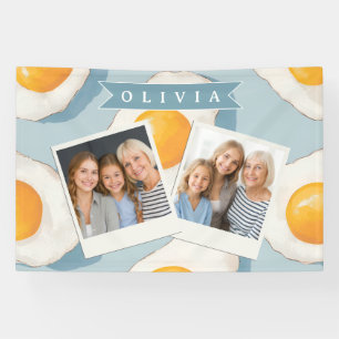 Persoonlijk Gebakken Eipatroon Pret Blauw Grappig Spandoek