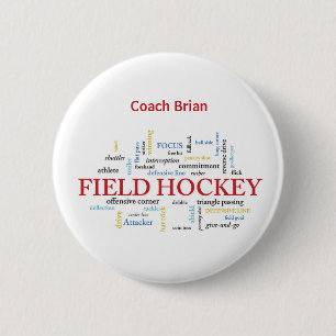 Persoonlijk, Gebied Hockey Coach Dank u in Woorden Ronde Button 5,7 Cm