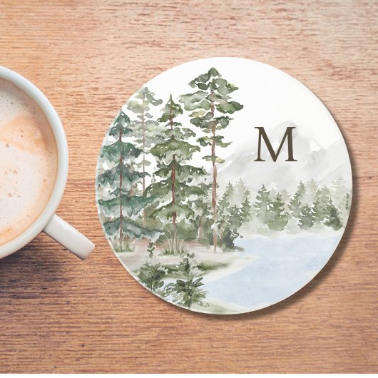 Persoonlijk Gebrandmerkt Groen Dennenbos en Meer Zandsteen Onderzetter