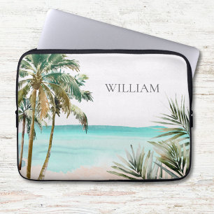 Persoonlijk Gebrandmerkte Tropische Palmboomblader Laptop Sleeve