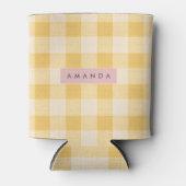 Persoonlijk Geel Gingham Karo Blikjeskoeler (Voorkant)