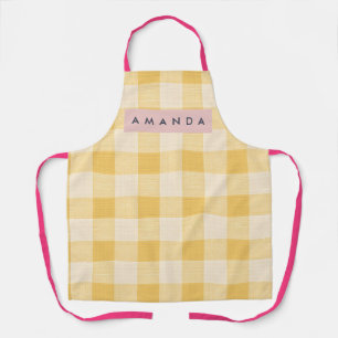 Persoonlijk Geel Gingham Karo Schort