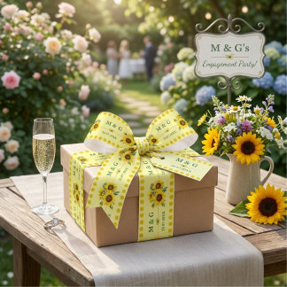 Persoonlijk Geel Zonnebloem Monogram Trouwfeest Lint
