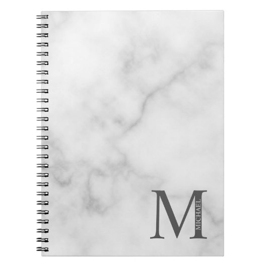 Persoonlijk gegraveerd marmeren monogram en naam notitieboek (Voorkant)
