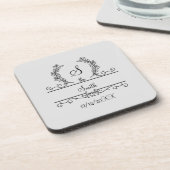 Persoonlijk gegraveerde familienaam in script met bier onderzetter (Linkerzijde)