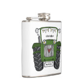 Persoonlijk gegraveerde groene tractor landelijke  heupfles (Rechts)