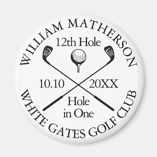 Persoonlijk Gegraveerde Moderne Golf Hole In One Magneet (Voorkant)