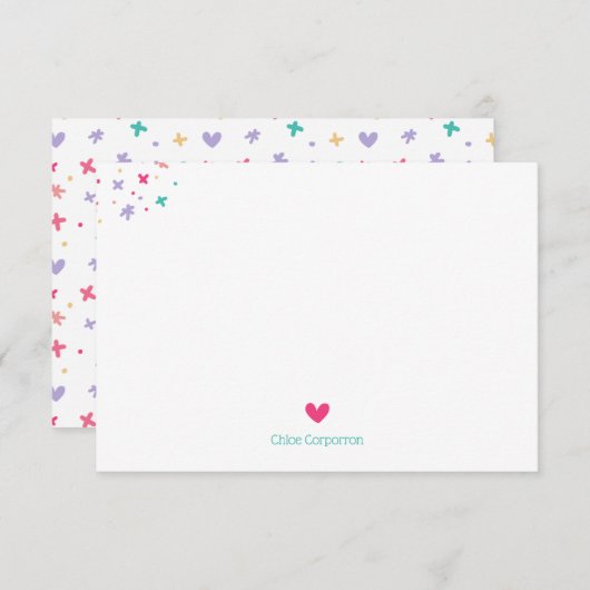 Persoonlijk gekleurd spikkels kinderpapier bedankkaart (Voorkant / Achterkant)