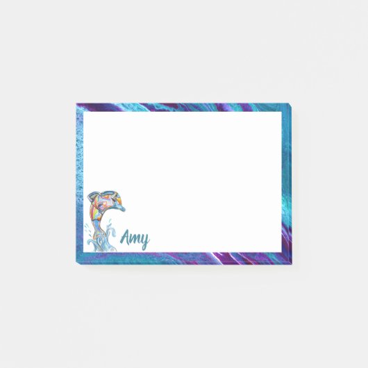 Persoonlijk gekleurde potlood Dolfijn Springend Post-it® Notes (Voorkant)