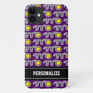 Persoonlijk gele softbal sportpatroon voor meisjes iPhone 11 hoesje