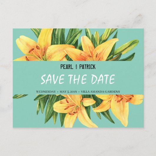 Persoonlijk - Gele Stargazer Save The Date Briefkaart (Voorkant)