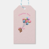 Persoonlijk geluid Beer en ballonnen Baby Bib Cadeaulabel (Voorkant)